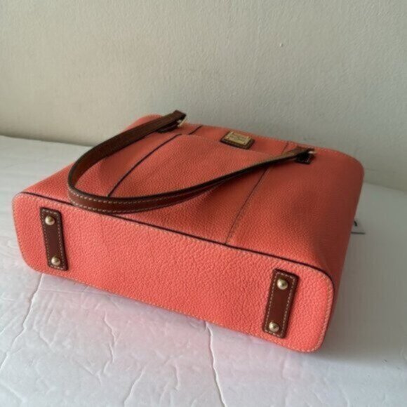 Dooney & Bourke Leather Small Lexington Pebbled Grain Shoulder Handbag Coral - Picture 10 of 13